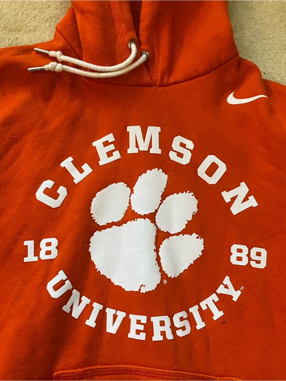 Nike Clemson Tigers Hoodie Youth S Orange Paw Logo Pullover NCAA Football Kids